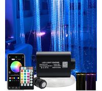 Huaxi 16W RGBW Fiber Optic Sensory Lights kit for Sensory den Waterfall Curtain Light with Flash Point Fiber Optical Cables 300 Strands 0.03in/0.75mm 9.8ft/3m