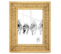 HUAXIN CRAFT H Rattan 5x7 picture Frame, Wicker Boho Rustic Photo Frame, Vintage Cany Stand Table Top Desk (5x7 inch)