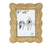 HUAXIN CRAFT H Woven Wicker Picture Frame, 4 x 6 inches with Zebra Design, Rattan Photo Frame with Bohe Style for Tabletop Display