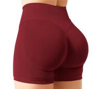 HUAXITRA Gym Shorts for Women Cycling Shorts Women, Seamless Hidden Scrunch Bum Butt Lifting High Waisted Activewear 4.5" Booty Yoga Running Short Womens, Wine Red
