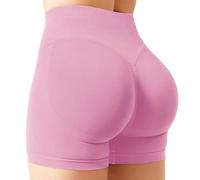 HUAXITRA Gym Shorts for Women Cycling Shorts Women, Seamless Hidden Scrunch Bum Butt Lifting High Waisted Activewear 4.5" Booty Yoga Running Short Womens (UK, Waist, M, Regular, Regular, Pink)