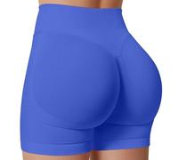 HUAXITRA Gym Shorts for Women Cycling Shorts Women, Seamless Hidden Scrunch Bum Butt Lifting High Waisted Activewear 4.5" Booty Yoga Running Short Womens, Blue