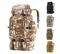 HUAXITRA Hiking Backpack Camping Military Tactical Backpack, 80L Water Resistant Large Rucksack Travel Daypack for Men Women, Molle Rucksacks Climbing Backpack for Hunting Rucksack (Desert Camo)