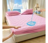 HUAXITRA Waterproof Mattress Protector King Size Bed, 4 Layer King Size Mattress Protector Fitted Sheet Protects with 30CM Extra Deep Skirt, Anti Allergy Breathable Mattress Sheet Covers (150x200cm)