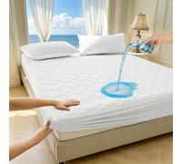 HUAXITRA Waterproof Mattress Protector Super King Bed, 4 Layer Super King Mattress Protectors with 30CM Extra Deep Skirt, Super Absorbent Washable Breathable Mattress Bed Sheet Covers (180x200cm)