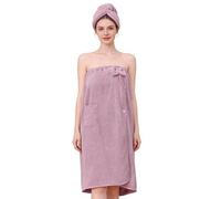 HUAXITRA Women Wrap Towel Robe, Soft Towel Wrap for Women, Highly Absorbent Shower Robe Spa Robe Wraps Bathrobe, Adjustable Bath Wrap Snap Closure Soft Bathrobes Wrap with Hair Turba (Purple)