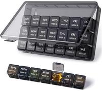 HUAXIYAN Monthly Pill Organizer, 28 Day Pill Box, 4 Weeks One Month Pill Cases, Large Compartments Medicine Organizer for Vitamins, Fish Oils, Supplements