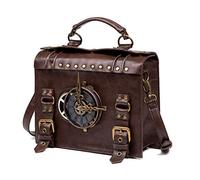 HUAXM Vintage Steampunk Backpack Retro Gothic Handmade Leather Messenger Bag Middle Ages Crossbody Handbag for Laptop Briefcase Satchel Bag