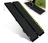 Huayaw Wheelchair Ramp Portable Folding Aluminum Ramp for Steps and Stairs Anti-Slip Mobility Ramp with Side Rails for Home Entryway Doorway Threshold Scooter and Stroller Matte Black 6FT