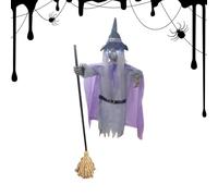 Huayeex Flying Witch Halloween Decor - Outdoor Flying Witch,Animated Decoration Sound and Touch Sensor Festive Props for Garden Activities Patio Gathering Festival Outdoor Party