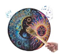 Huayeex Native Drum | Handmade PU Leather Shaman Hand Drum,Big Tone Round Shaman Tools, Vintage Wood Gavel Included Spiritual Music Supplies for Home