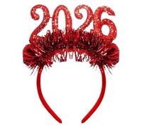 Huayeex Party Headwear - Tiara Photo Props with 2026 Number - Happy New Year Tinsel Party Decorations - for Adults Women Christmas Birthday Festive Countdown Home Classroom Indoor Booth