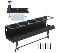 Huayeex Wall Mount Spray Bottle Holder, Spray Bottle Holder Aerosol Can Storage Rack Wall Mounted Van Garage, Steel Storage Shelf With 5 Holes, Garden Tool Organiser Rack For Garage Workplace