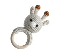 Huayeex Wooden Crochet Baby Rattle - Handmade Crochet Animal Rattle | Easter Basket Stuffers, Educational Soothing Teether Toy, Stuffed Animals for Children Nursing