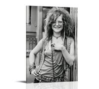 HUAYEQWHELH Janis Joplin Black And White Posters Aesthetic Wall Art Decorative Painting Poster Decor Vintage Canvas for Living Room Bed Room 20x30inch(50x75cm) Frame-style