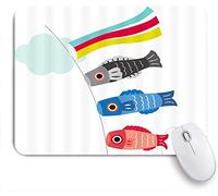 HUAYEXI Ultra Thick Waterproof Mouse Pad，Japanese boy's day Food Street Cartoon Cute Carp Animal Theme Color Kite，Works for Computers, Laptop,All Types of Mouse pad, Office/Home
