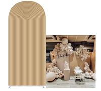 HUAYI Khaki Ripples Pattern Arch Backdrop Cover for Birthday Party Wedding Baby Shower Decorations Light Tan Chiara Backdrops Arched Wall Covers Stands Display Props GP-451 2.5ft * 6ft
