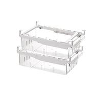 HUAYT Fridge Organizer,Fridge Drawer Storage Bins with Adjustable Slide Rail,Unique Freezer Shelf Holder Container Box with 2 Partition Plates (2 PACK)