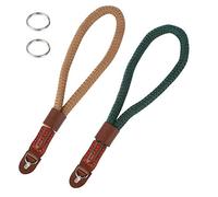 Huayue 2 Pcs Camera Security Strap; Adjustable, Anti-slip, Braided for Canon, Nikon, Fuji, Olympus, Lumix, Sony; Green and Brown