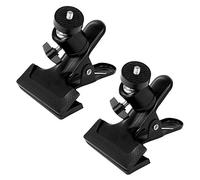 Huayue 2 PCS Tripod Camera Mount Clip, Metal Clamp Holder Flash Reflector Holder Mount Clip Clamp with 1/4" Screw Ball Head for Studio Backdrop Camera Light Stand SLR DSLR Camera