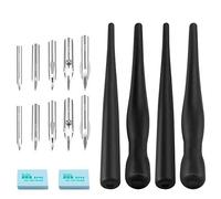 Huayue 2 Sets Comic Drawing Painting Tools Kit, Calligraphy Pen Nib Pens Manga Painting Kit 4 Dip Pen Holder + 10 Nib + 2 Drawing Eraser for DIY Craft Sketching Mapping, Black