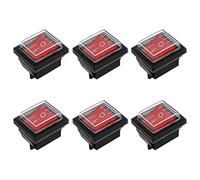 Huayue 6 PCS ON-OFF Boat Rocker Switch, SPDT 4 Pin Red Light Illuminated Car Auto Boat Rocker Toggle Switch with Waterproof Cover for Electrical Products, AC 250V 16A 125V 20A