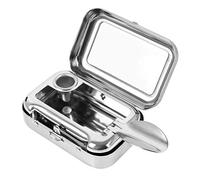 Huayue Portable Ashtray, Mini Metal Travel Cigarette Ashtray Pocket Square Ashtray Pocket Smoking Ashtray with Lid Odourless Ashtray for Outdoor Travel, Silver, S, Silver, s, Rectangular