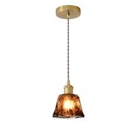 HUAYUSEDF 1-Light Vintage Glass Chandelier Kitchen Island Bathroom Pendant Light with Adjustable Cord, Modern Classic Hanging lamp for, Hallway, Table