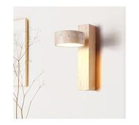 HUAYUSEDF 180° Rotatable Wooden Wall Sconce Lamp - 9W Natural Marble Stone Light with Pull Chain Switch, Mid Century Modern Rustic Vintage Lighting for Bedroom, Living Room, Kitchen, Pendant