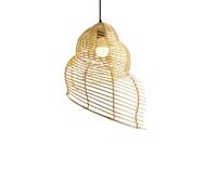 HUAYUSEDF Countryside Art Style Brown Hanging Lamp BedHead Decoration Bamboo Pendant Light Conch Shaped Hanging Chandelier Suitable for Lobby Bedroom Farmhouse Kitchen Island Corridor E27 Base