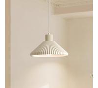 HUAYUSEDF Mid Century Modern Kitchen Pendant Light Milk White Pleated Shade Single Ceiling Hanging Lamp Nordic Large Lighting Fixture Boho Chandelier for Dining Room