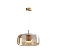 HUAYUSEDF Modern Light Luxury Style Hanging Lamp Amber Cylindrical Shape Pendant Light Hardware Glass Material Chandelier Suitable for Lobby Bedrooms Farmhouses Kitchens Islands Corridors