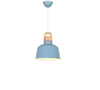 HUAYUSEDF Modern Minimalist Macaron Wood Top Pendant Lamp Chandelier Hanging Lighting Ceiling Fixture Industrial Hardwired for Kitchen Island Bedroom Coffee Bar(Blue)
