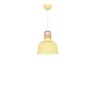 HUAYUSEDF Modern Minimalist Macaron Wood Top Pendant Lamp Chandelier Hanging Lighting Ceiling Fixture Industrial Hardwired for Kitchen Island Bedroom Coffee Bar(Yellow)