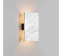 HUAYUSEDF Modern Rectangular Marble Bedroom Wall Light,Minimalist White Bedside Living Room Sconce,Exhibition Hall Restaurant Cafe Art Mounted Lamp, Indoor Loft Hotel Luminaire