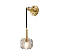 HUAYUSEDF Modern Simplicity Crystal Small Wall Sconce,Postmodern Brass Bedside Light,Adjustable Hanging Line Single Head Lamp,Bedroom Vanity Living Room Study Rooms Mounted(C)