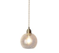 HUAYUSEDF Vintage Pendant Ceiling Light Crack Glass Shade Modern Kitchen Island Lights E27 Base Adjustable Height Nordic Hanging Lamp for Bedroom Living Room Dining Loft