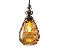 HUAYUSEDF Vintage Pendant Lights Glass E27 Modern Lighting Fixture Line Adjustable Hanging Ceiling Light for Kitchen Island Bedroom Living Room Coffee Bar (Transparent)(Amber)
