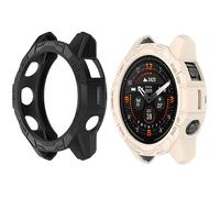 HUAYUWA 2Pack Soft TPU Case Cover (Black+Beige) Compatible with Garmin EPIX PRO 42MM / Fenix 7S PRO/Fenix 7S Smartwatch Protective Case Shell Accessories