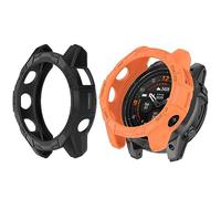 HUAYUWA 2Pack Soft TPU Case Cover (Black+Orange) Compatible with Garmin EPIX PRO 47MM / Fenix 7 PRO/Fenix 7 Smartwatch Protective Case Shell Accessories
