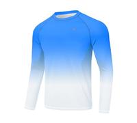 Huayuzh Mens Swim Top Rash Guard Long Sleeve UPF 50+ Quick Dry Breathable Running Sport UV Sun Protection Swimming Shirts Blue Gradien XL