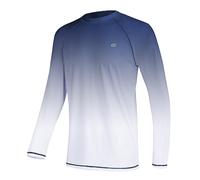 Huayuzh Mens Swim Top Rash Guard Long Sleeve UPF 50+ Quick Dry Breathable Running Sport UV Sun Protection Swimming Shirts Navy Gradient 2XL