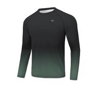 Huayuzh Mens Swim Top Rash Guard Long Sleeve UPF 50+ Quick Dry Breathable Running Sport UV Sun Protection Swimming Shirts Black Gradien 3XL