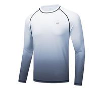 Huayuzh Mens Swim Top Rash Guard Long Sleeve UPF 50+ Quick Dry Breathable Running Sport UV Sun Protection Swimming Shirts White Gradient Grey XXL
