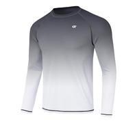 Huayuzh Mens Swim Top Rash Guard Long Sleeve UPF 50+ Quick Dry Breathable Running Sport UV Sun Protection Swimming Shirts Gray Gradient White XL