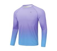 Huayuzh Mens Swim Top Rash Guard Long Sleeve UPF 50+ Quick Dry Breathable Running Sport UV Sun Protection Swimming Shirts Purple Gradien M