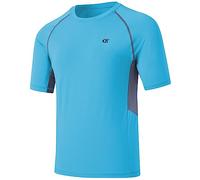 Huayuzh Mens Swimming Shirts Short Sleeve Watersport Rash Guards Rashguard UPF 50+ Quick Drying T-Shirts Surfing Pool Beach Top Blue M