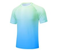 Huayuzh Men's UV Rash Vest Mens Short Sleeve Swimming T Shirt UPF 50+ Rash Guards Quick Drying Summer Surfing Beach Top Light Blue Gradient Blue L