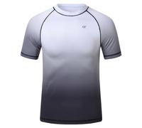 Huayuzh Mens UV Rash Vest UPF 50+ Rash Guards Short Sleeve Swim Shirts Lightweight Quick Drying Surfing Gym Workout Top Gradient Grey XXL