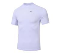 Huayuzh Mens UV Rash Vest UPF 50+ Rash Guards Short Sleeve Swim Shirts Lightweight Quick Drying Surfing Gym Workout Top White M